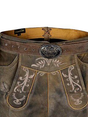 Genuine Suede Lederhosen Men Oktoberfest German Outfit with Belt